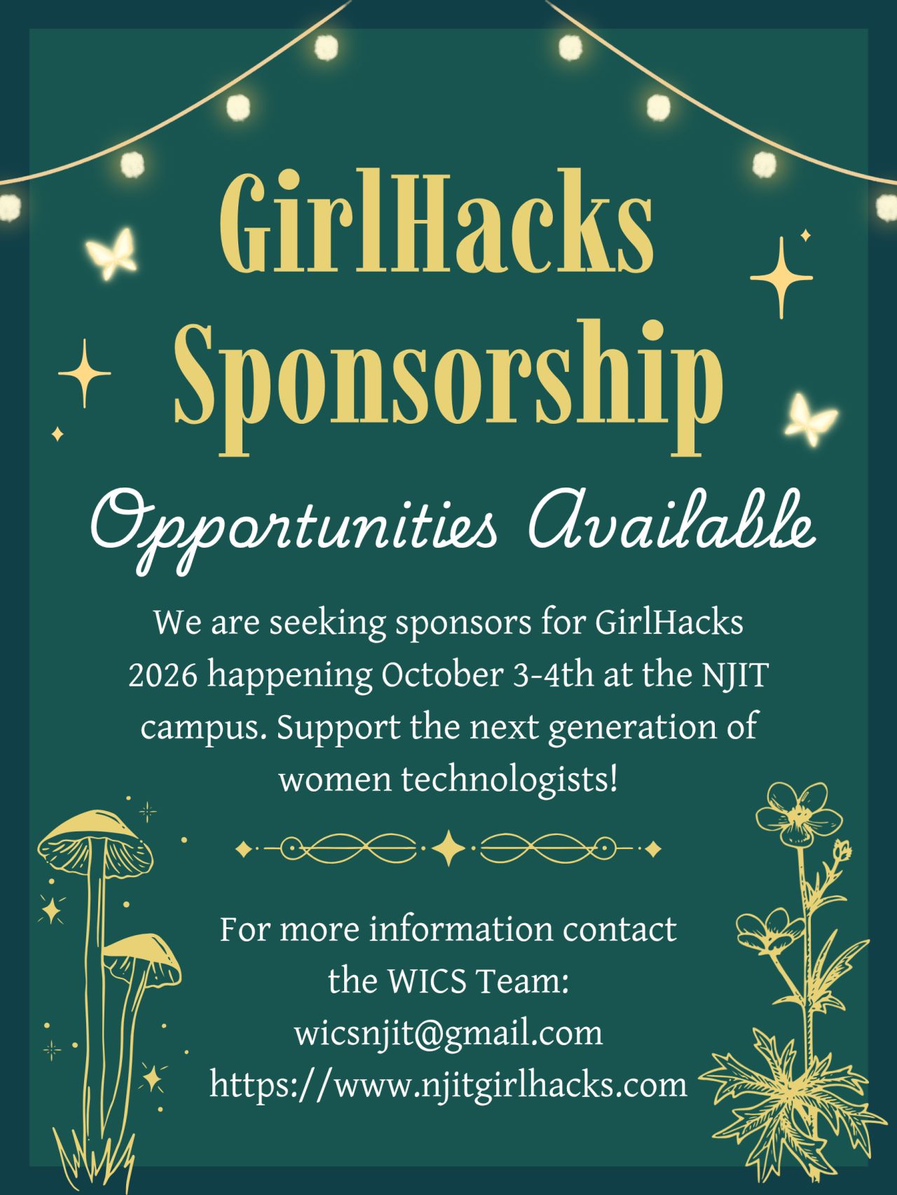 GIRLHACKS October 3 - 4. for info contact wicsnjit@gmail.com