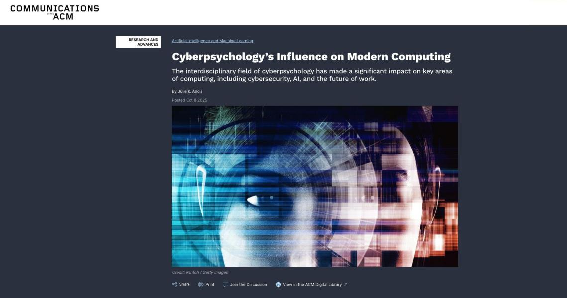 Screenshot of the Cyberpsychology article. 